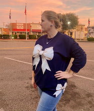 Load image into Gallery viewer, Navy and White with Side Bows Sweatshirt
