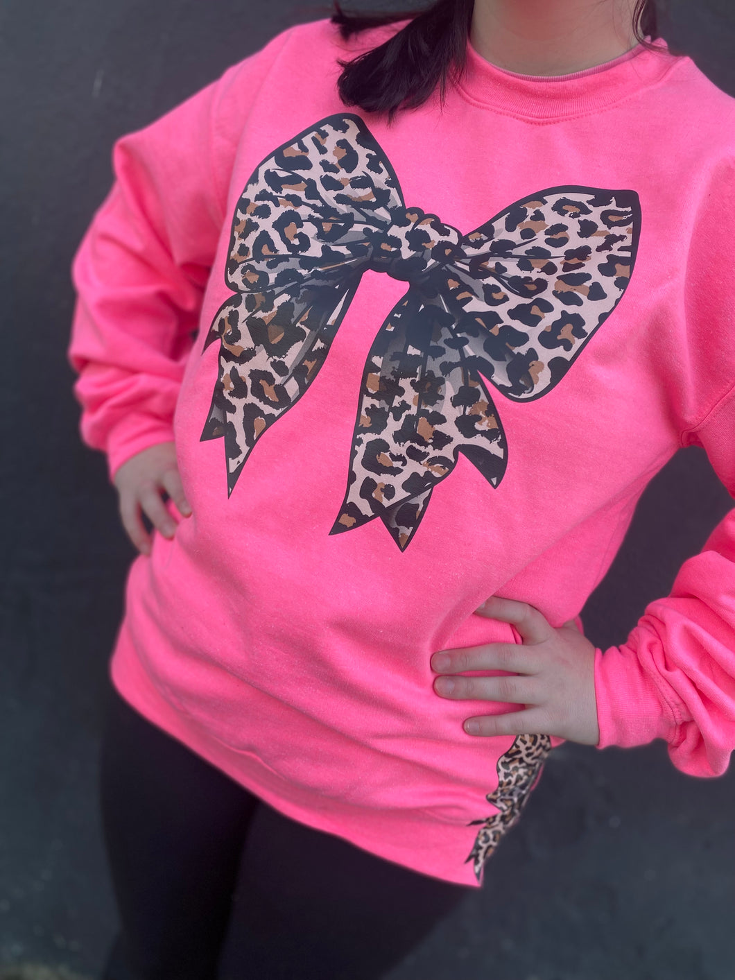 Cheetah Leopard Print Side Bows Sweatshirt