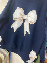 Load image into Gallery viewer, Navy and White with Side Bows Sweatshirt
