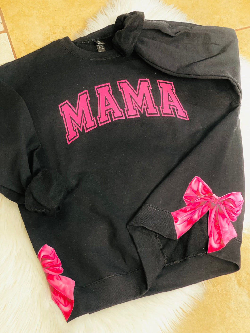 Mama Hot Pink with Side Bows Sweatshirt