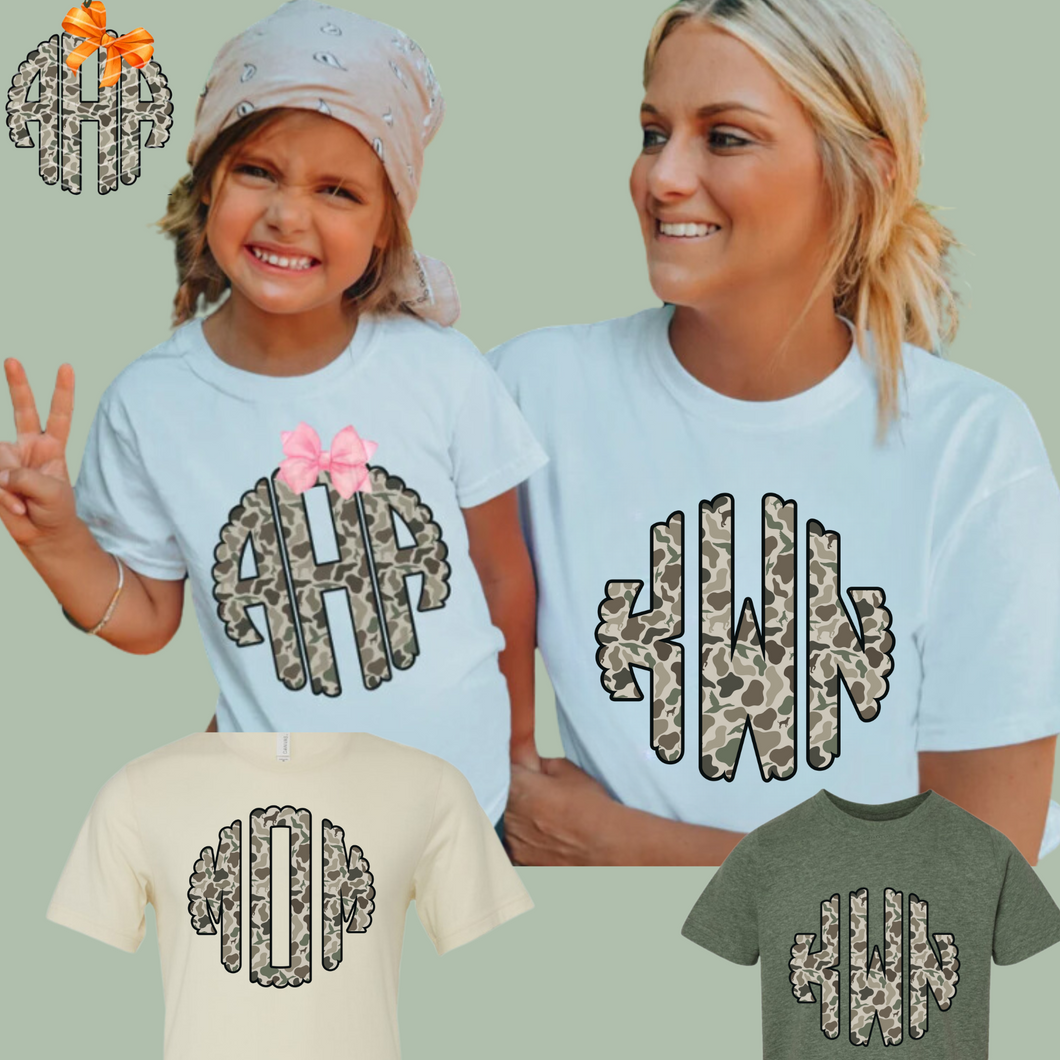 Camo Monogram or MOM Tee