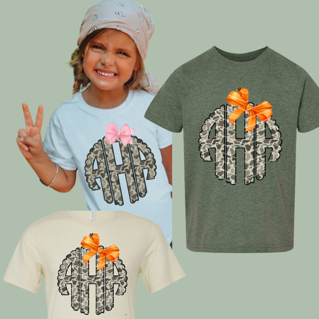 Baby Toddler Girls Camo Monogram Tee