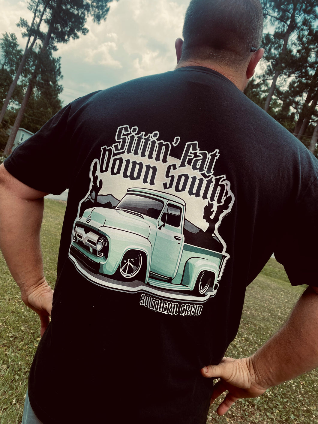 Sittin' Fat Down South Ford Truck Southern Crew Tee