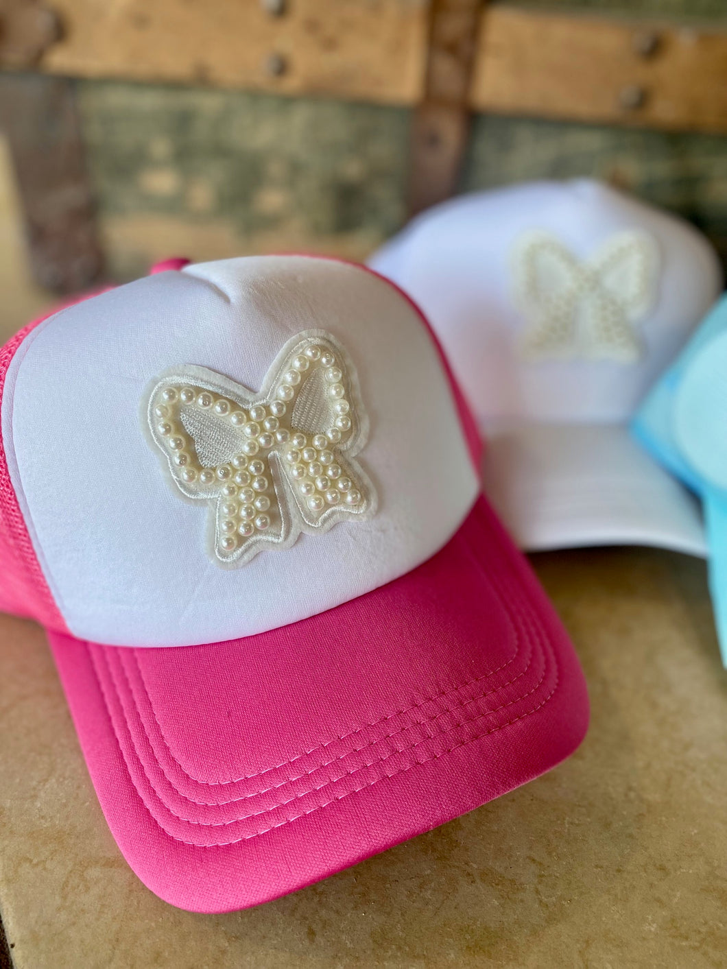 Pearl Bow Patch Trucker Hat