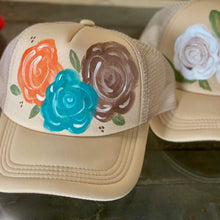 Load image into Gallery viewer, Hand Painted Flower Trucker hats
