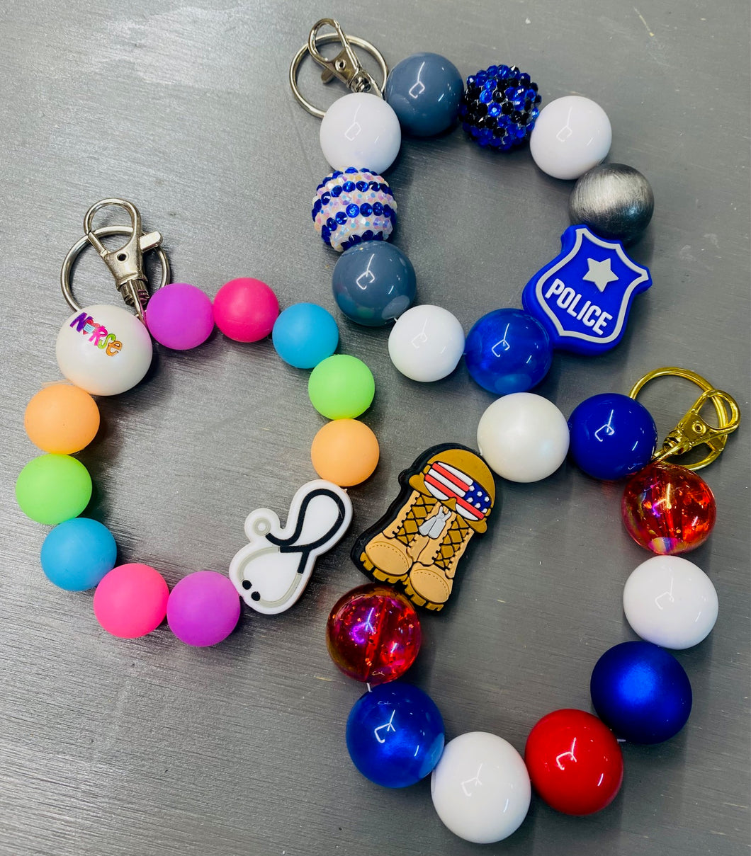 Bead Wristlet Keychains Professions