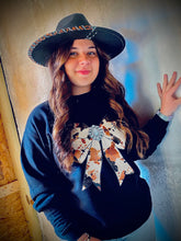 Load image into Gallery viewer, The Lily Girl Cow Print Bow Sweatshirt
