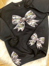 Load image into Gallery viewer, Black Camo with Side Bows Sweatshirt
