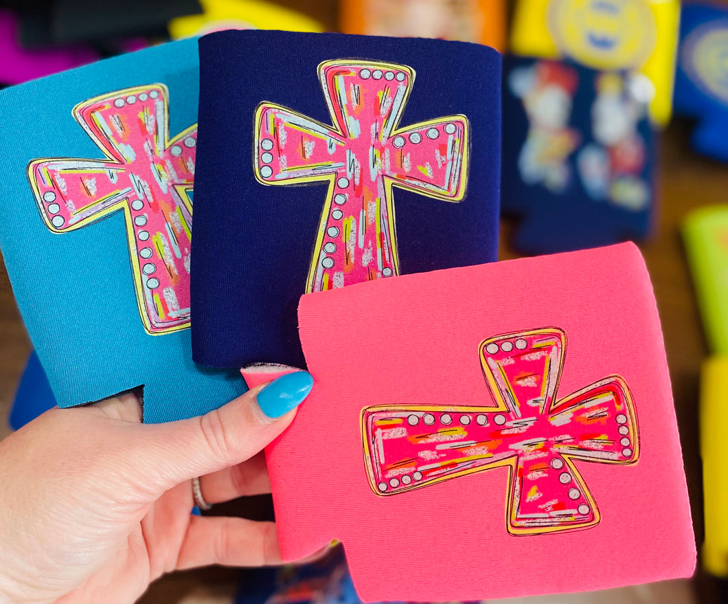 Glitter Cross Koozies