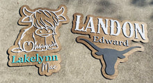 Load image into Gallery viewer, Highland Cow Girls Layered Name Wall Sign Decor
