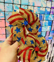 Load image into Gallery viewer, Patriotic Spin wheel 5 inch Hair Bow
