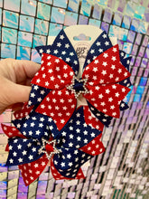 Load image into Gallery viewer, Patriotic Spin wheel 5 inch Hair Bow
