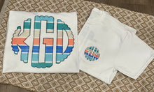 Load image into Gallery viewer, Teal and Coral Monogram T-shirt
