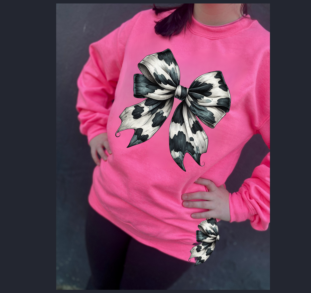 Cow Print Print Side Bows Sweatshirt