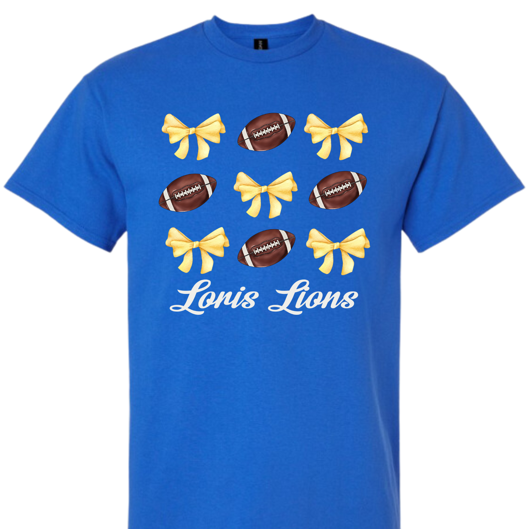 Youth Loris Lions Football & Bows TShirt