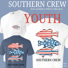 Load image into Gallery viewer, Southern Crew Patriotic Fish Youth Tee
