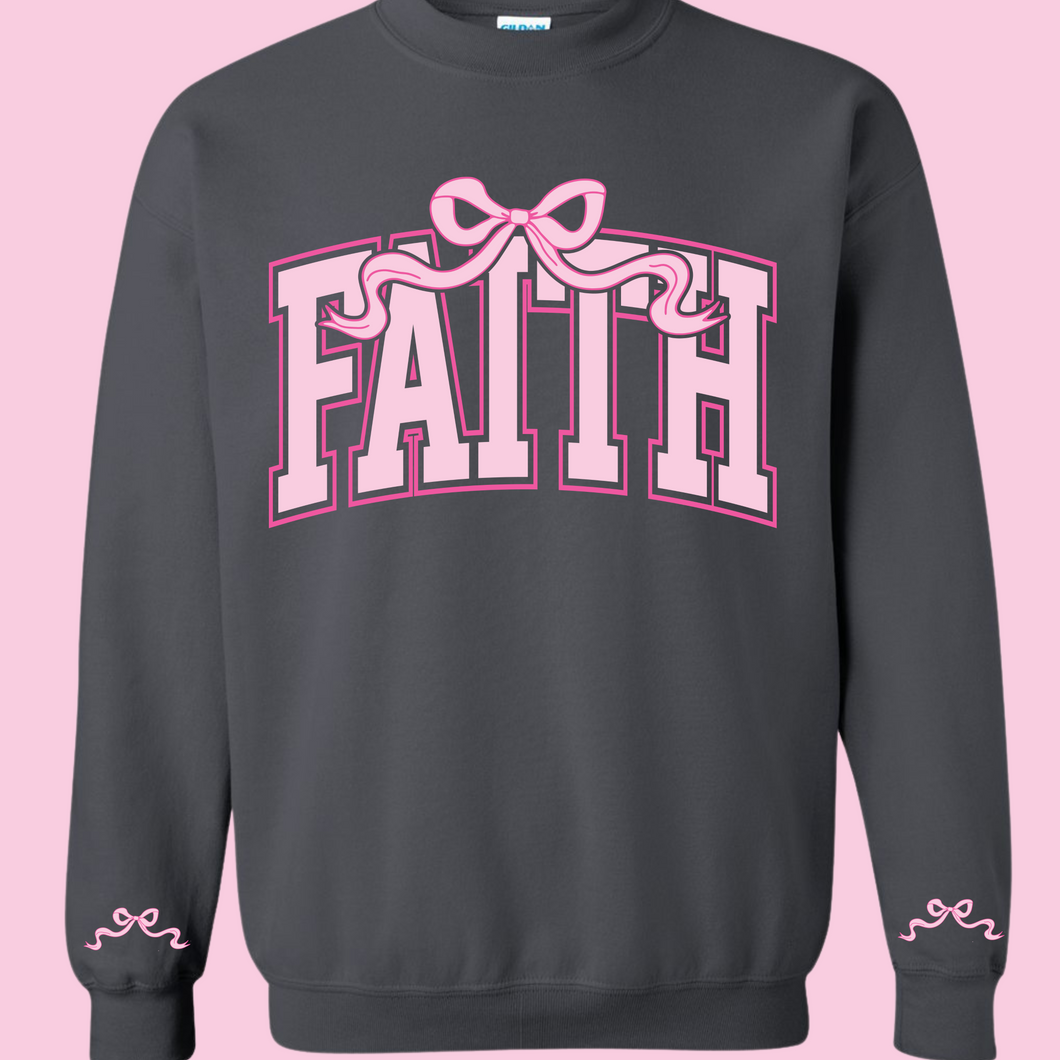 Faith with Pink Bows on sleeves