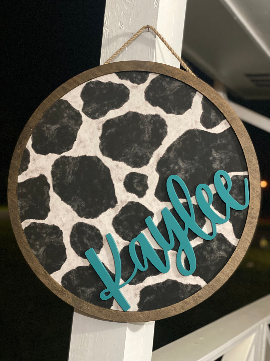 Cow Print Name Wall Sign