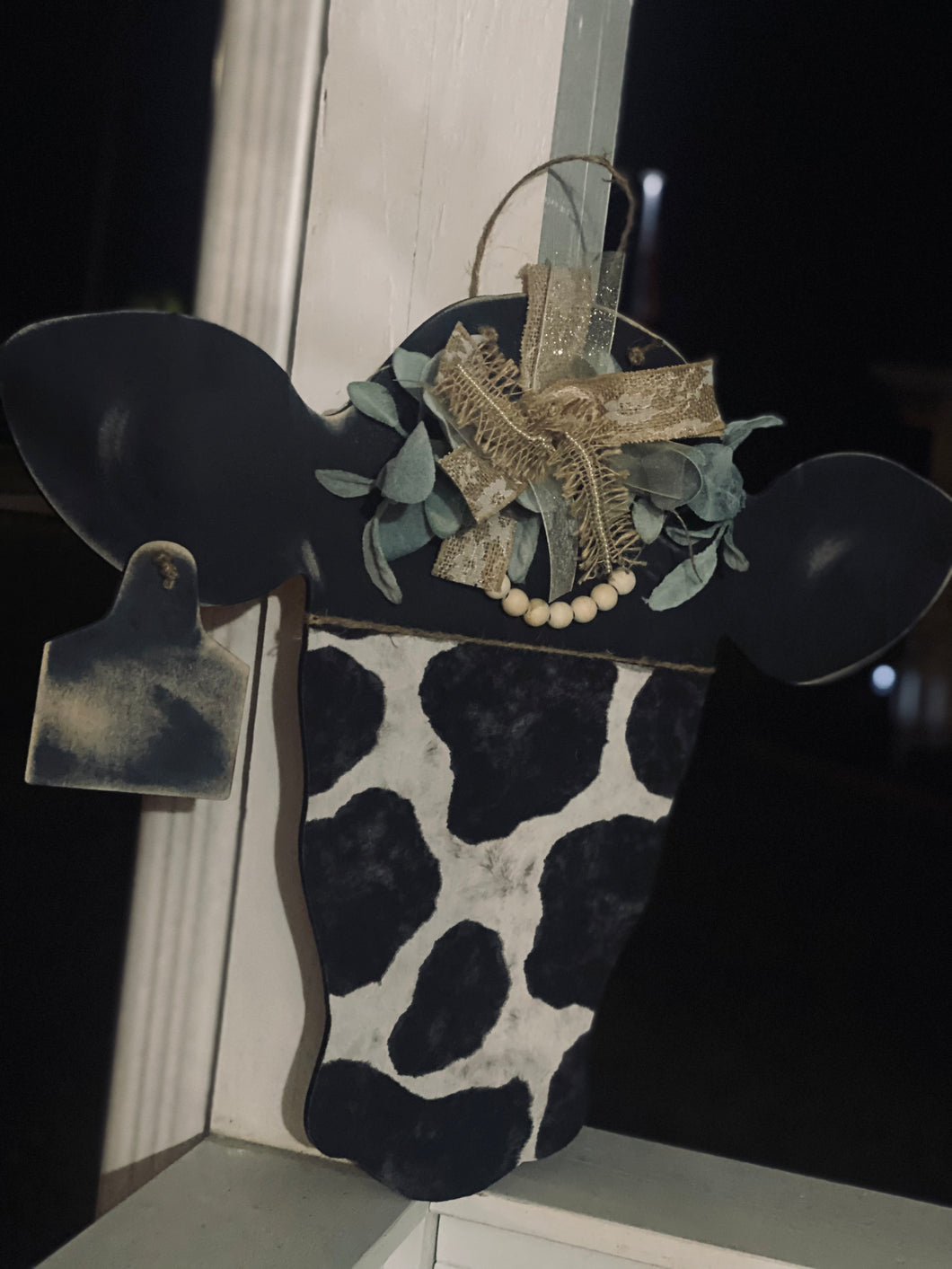 Cow Head Fabric Farmhouse Door Hanger